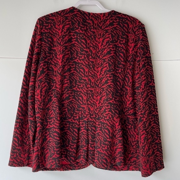 Kim Rogers Women Plus Size Red Cheetah Animal Print Blazer Jacket Coat, 2X(20W) - Picture 4 of 6